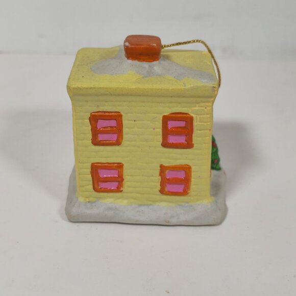 Vintage Ceramic Christmas Cottage With Bells Ornament Set - Picture 14 of 16